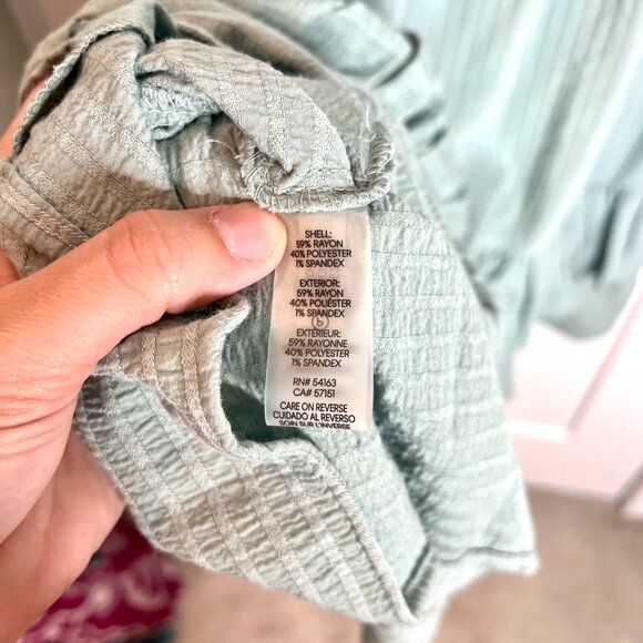 Calvin Klein Pistachio Green Textured Ruffle Fit & Flare Sundress V-Neck Size 14 - Picture 5 of 6